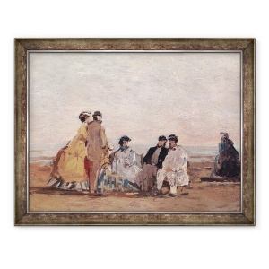 Tablou inramat - Eugene Louis Boudin - Pe plaja de la Trouville, 70 x 90 cm