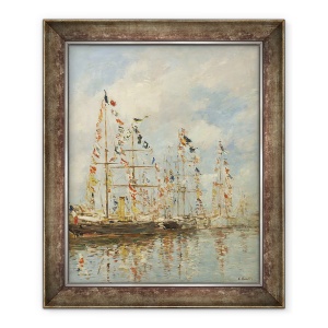 Tablou inramat - Eugene Louis Boudin - Yacht Basin at Trouville-Deauville, 70 x 85 cm