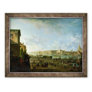Tablou inramat - Fedor Yakovlevich Alekseev - Amiralitatea si Palatul de Iarna privite de la Colegiul Militar, 60 x 80 cm