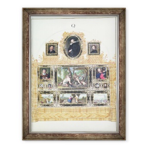 Tablou inramat - Ferdinand Storffer - Cartea I F.Q pictat inventarul colectiei imparatului Carol al VI-lea in Stallburg, Viena, 70 x 90 cm