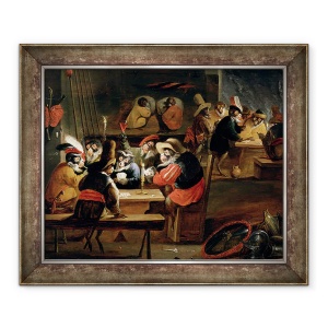 Tablou inramat - Ferdinand van Kessel - Maimute intr-o taverna, 50 x 60 cm