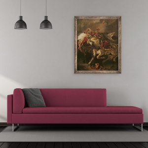 Tablou inramat - Ferdinand Victor Eugene Delacroix - Batalia de la Giaour si Hassan, dupa poemul lui Byron, Le Giaour, 50 x 60 cm - Img 2