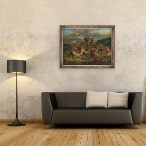 Tablou inramat - Ferdinand Victor Eugene Delacroix - Vanatoare de lei, 60 x 80 cm - Img 3