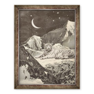 Tablou inramat - Florent Bodart - Tigru alb gigant in munti, 60 x 80 cm