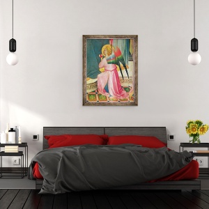 Tablou inramat - Fra Angelico - Fecioara intronata printre sfinti detaliu al unui inger, 60 x 80 cm - Img 3