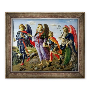 Tablou inramat - Francesco Botticini - Cei Trei Arhangheli si Tobias, 70 x 85 cm