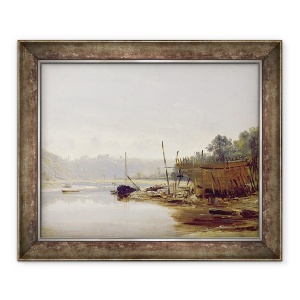 Tablou inramat - Francis Danby - Cladire barci langa Dinan, Bretania, 50 x 60 cm