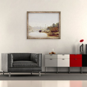 Tablou inramat - Francis Danby - Cladire barci langa Dinan, Bretania, 50 x 60 cm - Img 2