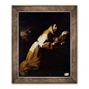 Tablou inramat - Francisco de Zurbaran - Sfantul Francisc in meditatie, 70 x 85 cm