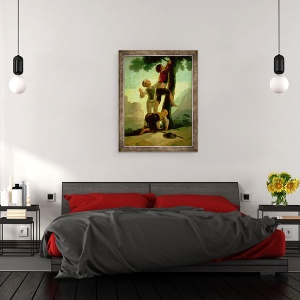 Tablou inramat - Francisco Jose de Goya y Lucientes - Boys Alpinism copac, desene animate pentru tapiserie, 60 x 80 cm - Img 3