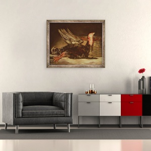 Tablou inramat - Francisco Jose de Goya y Lucientes - Natura statica a unui curcan mort si a unui cos de rachita, 50 x 60 cm - Img 2