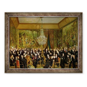 Tablou inramat - Francois Auguste Biard - Salonul lui Alfred Emilien, Conte de Nieuwerkerke 1811-92 la Luvru, 70 x 90 cm