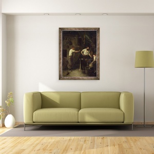 Tablou inramat - Francois Bonvin - Fierarii, Memoria lui Treport, 70 x 90 cm - Img 2