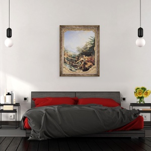 Tablou inramat - Francois Boucher - Vanatoare de crocodil, 60 x 80 cm - Img 3