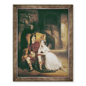 Tablou inramat - Francois Gabriel Guillaume Lepaulle - Marie 1804-84 si Paul Taglioni 1808-84 in baletul La Sylphide, 60 x 80 cm