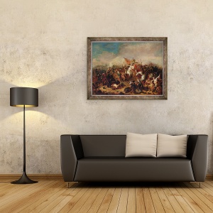 Tablou inramat - Francois Hippolyte Debon - Batalia de la Hastings din 1066, 70 x 90 cm - Img 2