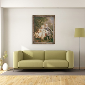 Tablou inramat - Francois-Hubert Drouais - Carol al Frantei 1757-1836 Conte de Artois si sora sa, 70 x 90 cm - Img 2