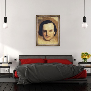 Tablou inramat - Francois Joseph Heim - Studiu pentru portretul lui Victor Hugo 1802-85 c.1836, 60 x 80 cm - Img 3