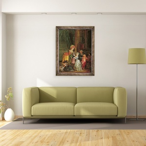 Tablou inramat - Francois Louis Joseph Watteau - Ziua Sfantului Nicolae, 70 x 90 cm - Img 2