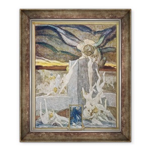 Tablou inramat - Franz von Bayros - Ilustratie din Comedia divina a lui Dante, Inferno, Canto XIX, 70 x 85 cm