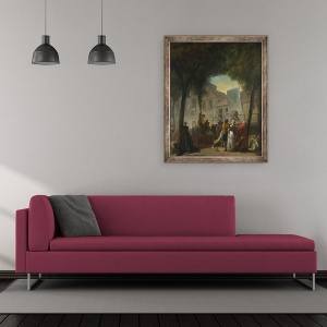 Tablou inramat - Gabriel de Saint-Aubin - Un spectacol de strada in Paris, 50 x 60 cm - Img 2