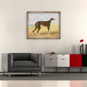 Tablou inramat - George Garrard - Unul dintre ogarii castigatori ai lui George Lane Fox - ogarul negru si alb, turc, cunoscut si sub numele de Eagle, 50 x 60 cm - Img 2