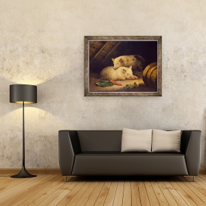 Tablou inramat - George Morland - Porci, 70 x 90 cm - Img 2