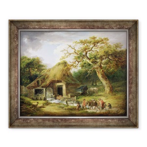 Tablou inramat - George Morland - Vechea moara de apa, 50 x 60 cm