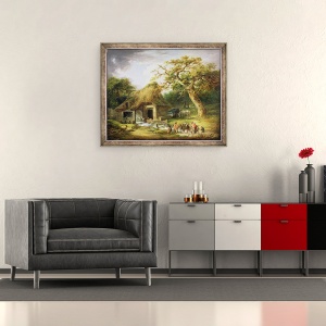 Tablou inramat - George Morland - Vechea moara de apa, 50 x 60 cm - Img 2
