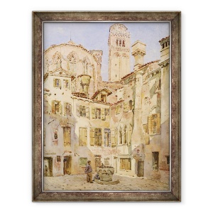 Tablou inramat - George Price Boyce - Biserica Frari, Venetia, de la Campiello San Rocco, 60 x 80 cm