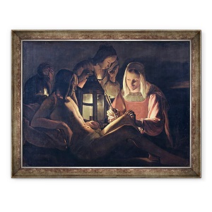 Tablou inramat - Georges de la Tour - Sfantul Sebastian ingrijit de Sfanta Irene si de Sfintele Femei, 70 x 90 cm