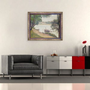 Tablou inramat - Georges Pierre Seurat - Vremea gri, Grande Jatte, 50 x 60 cm - Img 2