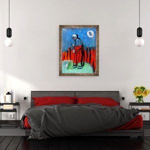 Tablou inramat - Gigi Sudbury - Hranirea pasarilor. Dupa Giotto, 2015, 70 x 90 cm - Img 3