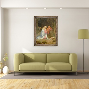 Tablou inramat - Giorgio Giorgione - Adorarea Pastorilor, detaliu al Sfintei Familii, 70 x 90 cm - Img 2