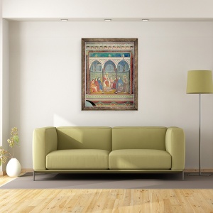 Tablou inramat - Giotto di Bondone - Sfantul Francisc Predica Papei Honorius al III-lea, 70 x 90 cm - Img 2