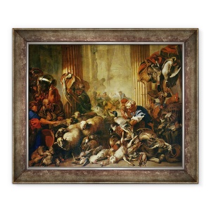 Tablou inramat - Giovanni Benedetto Castiglione - Isus i-a alungat pe negustori din templu, 50 x 60 cm