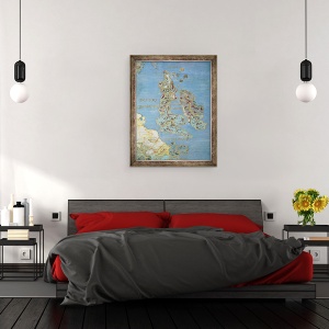Tablou inramat - Giovanni de' Vecchi - Harta secolului al XVI-lea Marea Britanie si nordul Frantei, 60 x 80 cm - Img 3