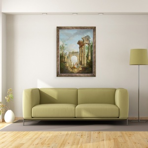 Tablou inramat - Giovanni Maria Griffoni - Ruinele Templului lui Vespasian, 70 x 90 cm - Img 2