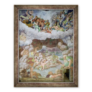 Tablou inramat - Giulio Romano - Detaliu al distrugerii gigantilor de fulgerul lui Jupiter, Sala dei Giganti, 60 x 80 cm