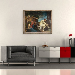 Tablou inramat - Guercino - Susanna si Batranii, 70 x 85 cm - Img 2