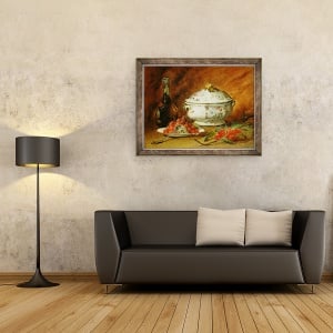Tablou inramat - Guillaume Romain Fouace - Natura moarta cu supa de turta, 70 x 90 cm - Img 2