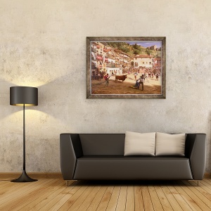 Tablou inramat - Gustave Colin - Lupta de formare in Biscaya, 60 x 80 cm - Img 3
