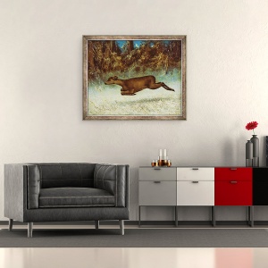 Tablou inramat - Gustave Courbet - Doe saritura, 50 x 60 cm - Img 2