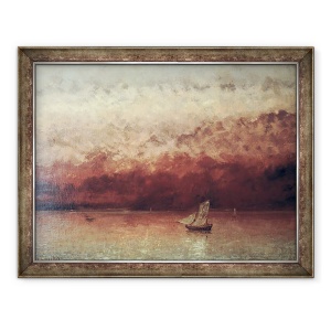 Tablou inramat - Gustave Courbet - Lacul Leman cu apus de soare, 60 x 80 cm