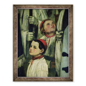 Tablou inramat - Gustave Courbet - O inmormantare la Ornans detaliu al unui baiat de cor, 70 x 90 cm