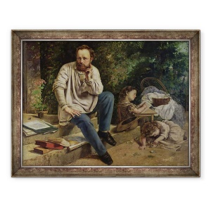 Tablou inramat - Gustave Courbet - Pierre Joseph Proudhon 1809-65 si copiii sai in 1853, 60 x 80 cm