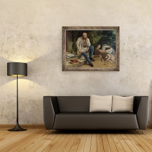 Tablou inramat - Gustave Courbet - Pierre Joseph Proudhon 1809-65 si copiii sai in 1853, 70 x 90 cm - Img 2