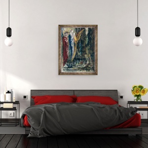 Tablou inramat - Gustave Moreau - Iov si ingerii, 60 x 80 cm - Img 3