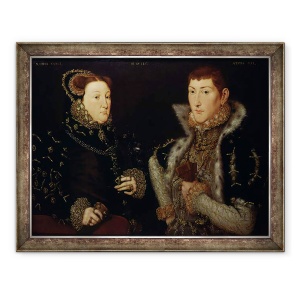 Tablou inramat - Hans Eworth - Lady Mary Nevill si fiul ei Gregory Fiennes, 60 x 80 cm