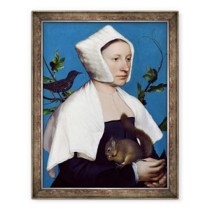 Tablou inramat - Hans Holbein the Younger - Doamna cu o veverita si un Starling, 70 x 90 cm